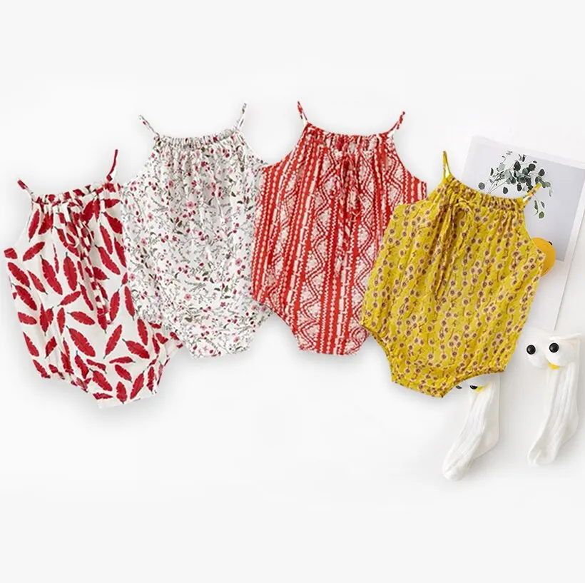 HOT】 Newborn Rompers Baby Girl Clothes Sleeveless Backless Summer