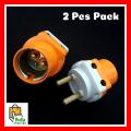 2Pcs 2 Pin Parallel Adapter with Light/Bulb Holder and Plug Socket, Multicolour - Variation B22 Pin Type. 