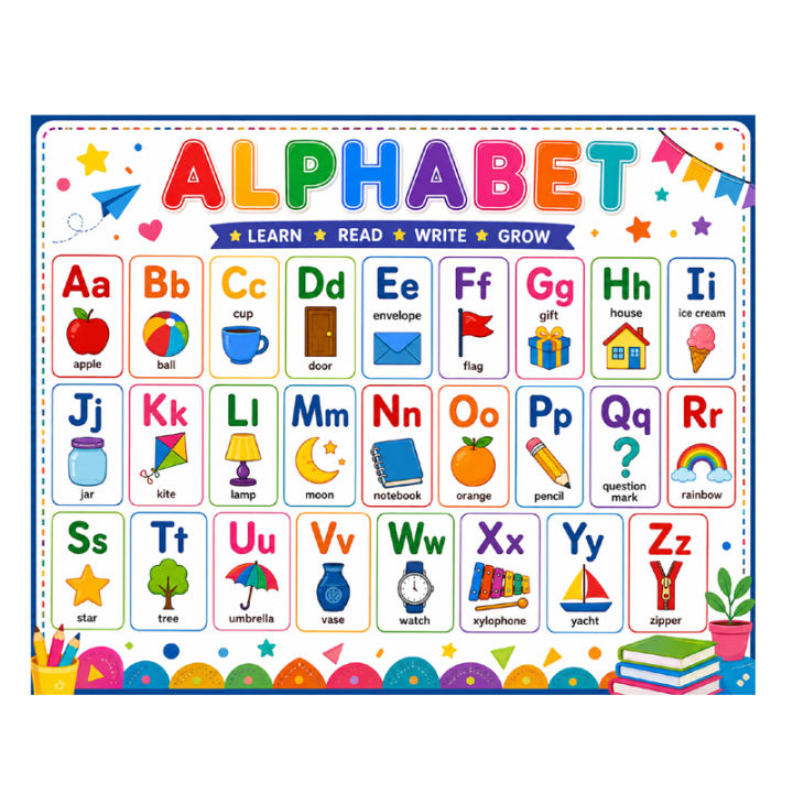 Small Abc Image Early Learning Waterproof ( Capital & Small Alphabet - Shapes Name ...