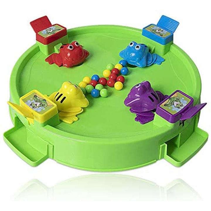 Hungry Frogs Family Board Game, 4 Player Frog Toy Eat Beans Desktop Games for Kids 3 Years and Older