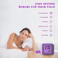 Digital Alarm Clock with Snooze LED Night Light for Bedroom,Small Desk Bedside Travel Clocks Display Time Date,Purple. 