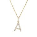 Luxury AAA+ Cubic Zirconia Initial Letter Necklace For Women Gold Color Geometric A-Z Alphabet Pendant Necklace Wedding Jewelry. 
