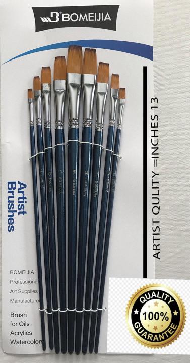 artist paint brushes flat tip 10pcs