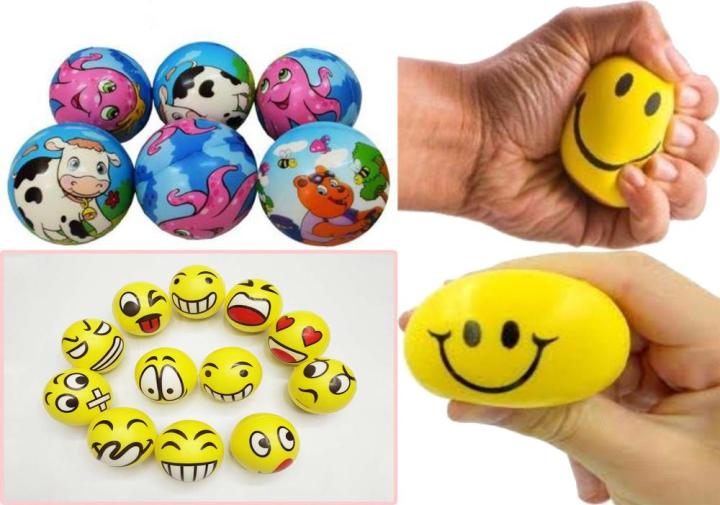 Squeeze Balls PU Ball 7cm Pressure Ball Soft Foam Cartoons and Emojis Printed