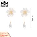 Carat Dangle Earrings Elegant Transparent Flower Dangling Earrings. 