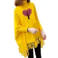 Women Hearts Tree Printed Fleece Poncho For Women Winter Printed Poncho For Girls. 