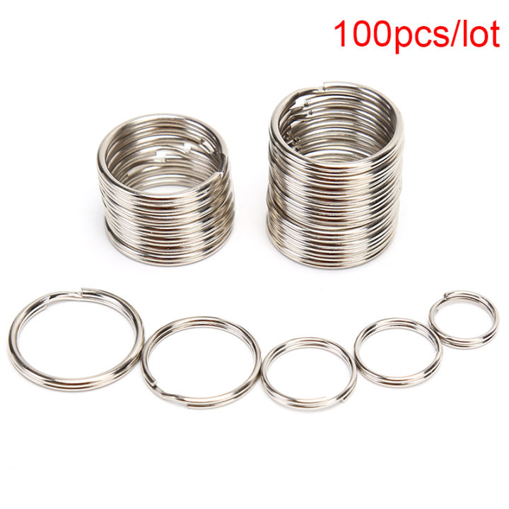 100Pcs/Lot Key Rings DIY Metal Key Holder Split Rings Hoop Metal Loop Keychain