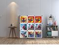 SPIDER MEN 9 Cubic DIY (Nylone) Plastic Baby Clothes Cabinet Space Saver Organizer / Baby cupboard and Baby Hanging Wardrobe - 9 Cubes Storage Cabinet & Wardrobe For Kids With Hanging Rod. 