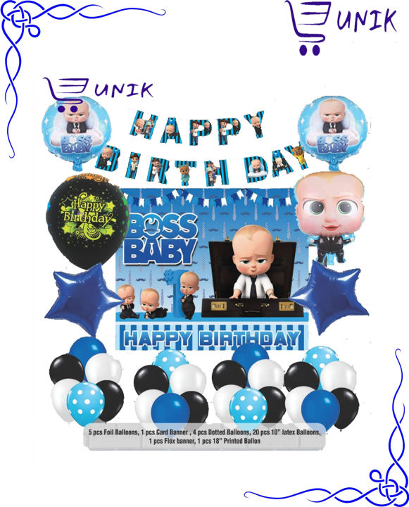 Baby Boss Happy Birthday Balloon Theme Décor with Flex Star foil ...