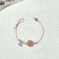 The same new Chinese style pink peony and bamboo leaf handmade woven thin rope bracelet for sweet girls. 