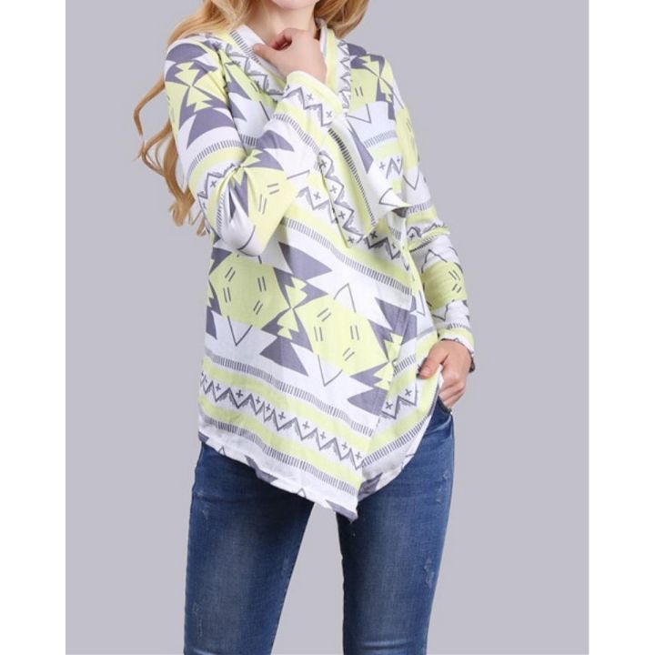 Yellow Knitted Printed Cardigan Women - Ch#Wwc-00006.1