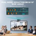 Full HD 1080P Webcam with Microphone and , Automatic Light Correction, 110° Wide Angle USB Webcam for PC, Laptop for Live Streaming, Video Call, Conference, Game, Windows, Mac, Linux. 