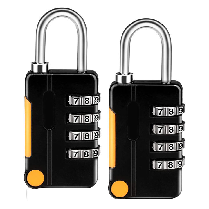 2 Pack Combination Padlock Waterproof Padlocks Black&Silver for School Gym Locker, Gate, Shed, 4 Digit Code Security Locks