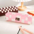 Kawaii Anime Cartoon PU Checkerboard Pencil Case Stationery Stuches School supplies Waterproof Makeup Bag Girlfriend Gifts. 