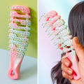 Gradient Hollow Out Hair Brush Quick Drying Lightweight Versatile Hollow Out Comb Ergonomic Massage Hair Detangler for Blow Dry Brush Fluffy hair Curly Hair Home Salon. 