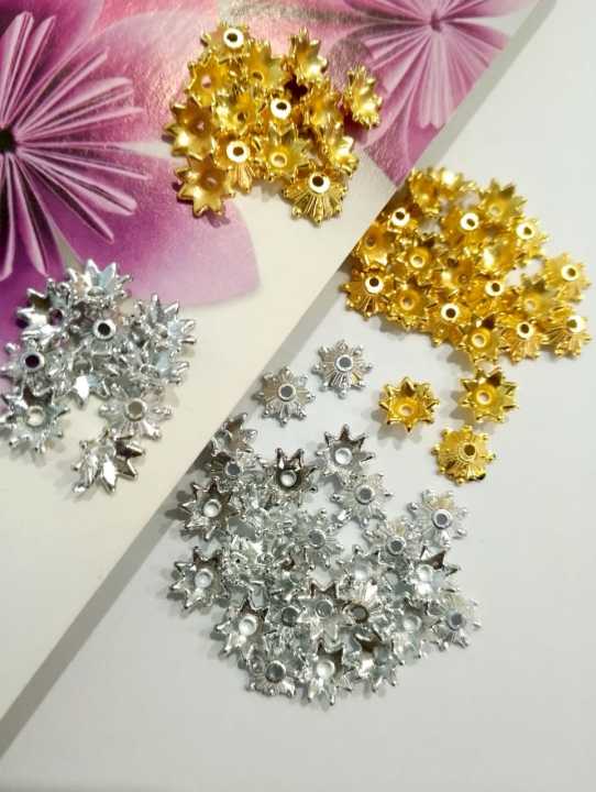 200Pcs%20Bead%20Caps%209x3.5mm%20Gold%20&%20Silver%20Plastic%20Flower%20Bead%20Caps%20for%20Jewelry%20Making%20%7C%20DIY%20Craft%20Accessories%20for%20Necklace,%20Bracelet,%20Earrings,%20Beading%20Supplies%20-%20Image%207