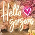 Hello Gorgeous Neon signboard with demanding features – Fully customized neon name signboard with exclusive Neon designs and Neon sign colors. Neon sign is highlighted for its top Quality neon usage and best for room decoration.. 