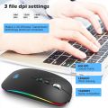 HXSJ Bluetooth-Compatible Wireless Mouse RGB Light One Click Return to Desktop Function Mice For Laptop PC Ergonomics Mouse. 