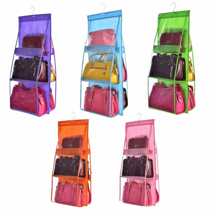 6%20Pockets%20Hanging%20Purse%20Handbag%20Organizer%20Clear%20Hanging%20Shelf%20Bag%20Collection%20Storage%20Holder%20Collection%20-%20Image%205