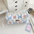 Bow Decorated Pencil Case Stylish Storage Bag Pen Case for Students School Office Travel Daily Use. 