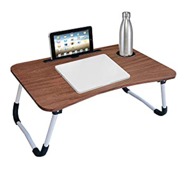 Foldable E-Laptop Bed Pro Table Computer Table Floor table Laptop table Drawing desk Bed Table Foldable Table Notebook Stand Reading Holder Breakfast Serving Bed Tray with Tablet Slots 40 x 60 cm or 16 x 24"