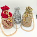 carmine Red Golden Silver Bridal Potli Bags Fancy bridal purse for girls bridal clutches for wedding bridal clutches bridal purse clutch bridal purse potli clutch for women bags for girls. 