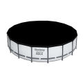 Bestway Steel Frame Round Pool 56462, 18 Ft Length X 18 Feet Width, Full Depth Large For Children & Adults, Easy To Setup & Drain Size Puncture Resistant Liner, 46 Inch Deep Family Big Swimming Pools, Water & Summer Fun, With Filter Pump, Ladder & Cover. 