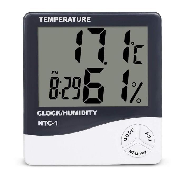 Indoor Room LCD Monitors Electronic Temperature Humidity Meter Digital Thermometer Hygrometer Weather Station Alarm Clock HTC-1