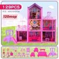 Holiday Villa Three Story Pink Doll House For Girls - 129 pcs - 24 inches. 