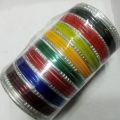 Resham bangles set 8 coloured& silver. 