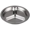 Round Divided Plates Stainless Steel Mess Trays Food Plate. 