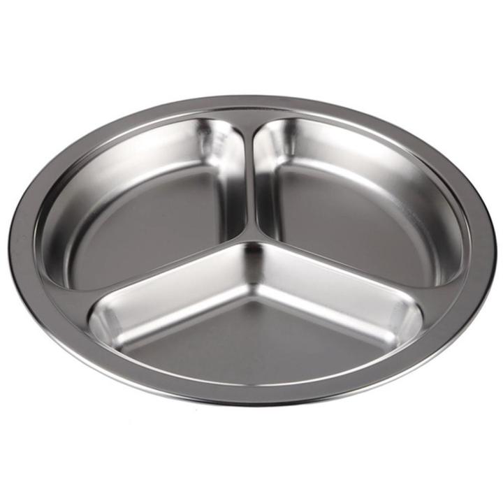 Round Divided Plates Stainless Steel Mess Trays Food Plate