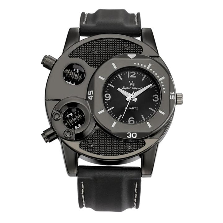 V8 Cool Men's Silicone Band Bolts Round Dial Sports Analog Quartz Wrist Watch