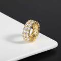 Wholesale Fashion Jewelry Gold Plated Iced Out Double Row Eternity Ring Double Row Eternity Bands Ring 2 Row Eternity Band Ring. 