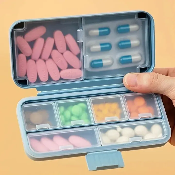 FANTZEI%20Premium%20Quality%208%20Compartments%20Portable%20Medicine%20Pills%20Case,%20Small%20Pill%20Box%20for%20Pocket%20Purse%20Portable%20Medicine%20Tablets%20Container%20-%20Image%205