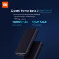 Xiaomi Mi Power Bank 3 20000mAh 50W Max Flash Charge 3Ports Output for Laptop and Smartphone - Black. 