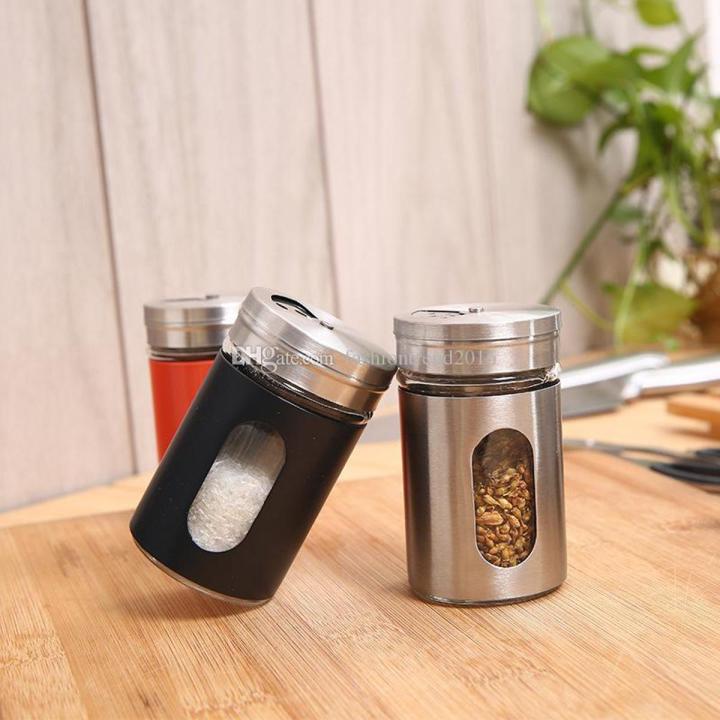 2 Pcs Glass Storage Salt and Pepper Shakers/Herb and Spice Container Shaker Seasoning Bottle/Glass Spice Containers Bottles Jars
