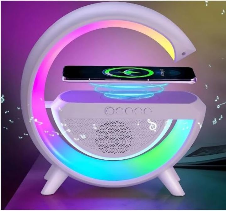 G Shaped Lamp BT 2301 Portable Bluetooth Rechargeable Speaker , Wireless Fast Charging 15W with RGB Colourfull Lamp With High Bass Sound , For Room Decoration