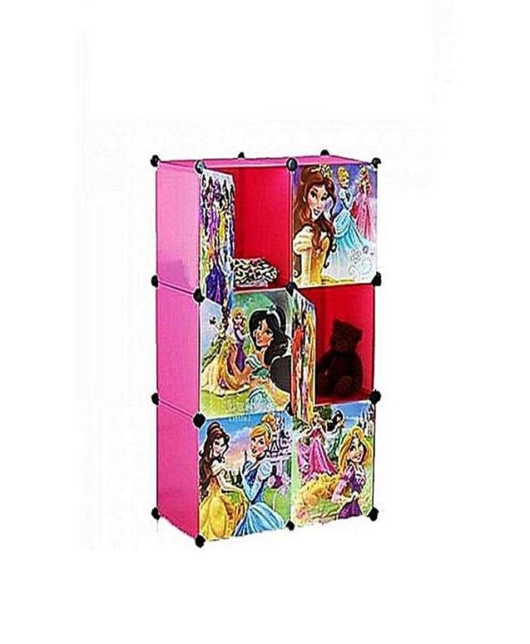 6 Cubic Plastic Princess Cabinets With Magnetic Doors - Pink
