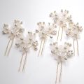 6 Pcs Hair Accessories - Pearls Beads Hairpins, Bridal Wedding Flower Clips. 