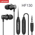 Lenovo HF130 Wired Earphone 3.5mm In Ear With Mic Headset Sound Heavy Subwoofer Driver Stereo Earbuds Sports Headphone. 