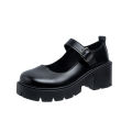 Korean Small Leather Shoes Women's Korean-Style Daily Big round Toe jk Uniform ins Black Retro lo Thick Bottom Mary Jane Shoes. 