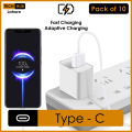 Type C Charging Cable, Pack of 10, Super Fast, Upto 2 Amp Turbo Qualcomm Charging Cord, Data Transfer Cable. 
