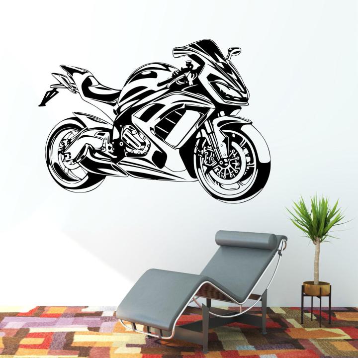 size- 2 x 1.5 Feet - BEAUTIFUL - BLACK - HEAVY BIKE FOR RACING style WALL STICKERS, decal, vinyl for boys ,home, room, bedroom, office, DECOR LOVERS - Black- Lucky garnet