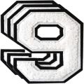 5 Pieces Chenille White Chenille Numbers 9 Patches DIY Clothes 9 shape 4.49x 3.19 inch Large Size Clothing Iron-on Embroidered Patch Sew on/Iron on Patches Hats. 