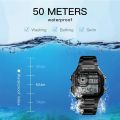 SYNOKE Men's Sports Watches Business Stainless Steel Digital Watch Men Military Wristwatch 5ATM Waterproof montre sport homme. 