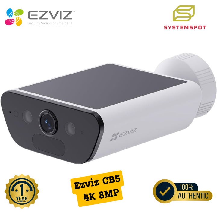 EZVIZ CB5 8MP 4K Solar Security Camera Outdoor Wireless 2-IN-1 Built-in Solar Panel, Two Way Talk, AI-Powered Human Shape Detection, AI-Powered Vehicle Detection