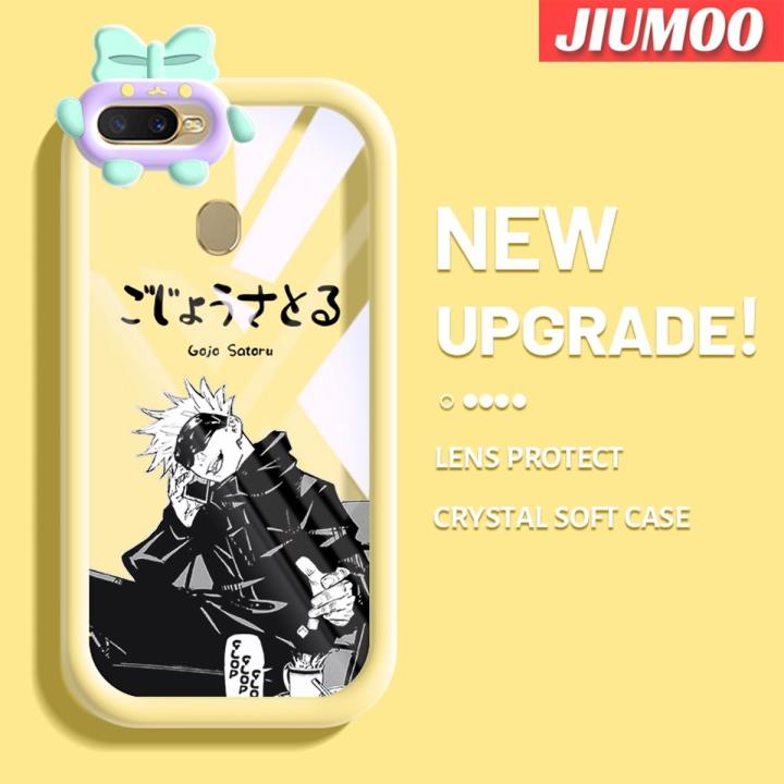 JIUMOO Case For OPPO A12 A12s A5s A7 A11K Case One Piece Naruto Pattern Monster Bowknot Casing Transparent Soft Silica Gel Shockproof Phone Cases Camera Lens Protective Cover