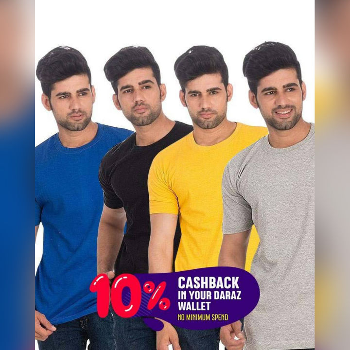 Super Fit Pack of 4 Round Neck T Shirts For Men Mix Colors null Daraz.pk