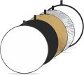 5-in-1 Light Reflector Photography Diffuser Collapsible Portable for Studio and Outdoor Lighting Gold Silver White Black Translucent Size 110cm. 